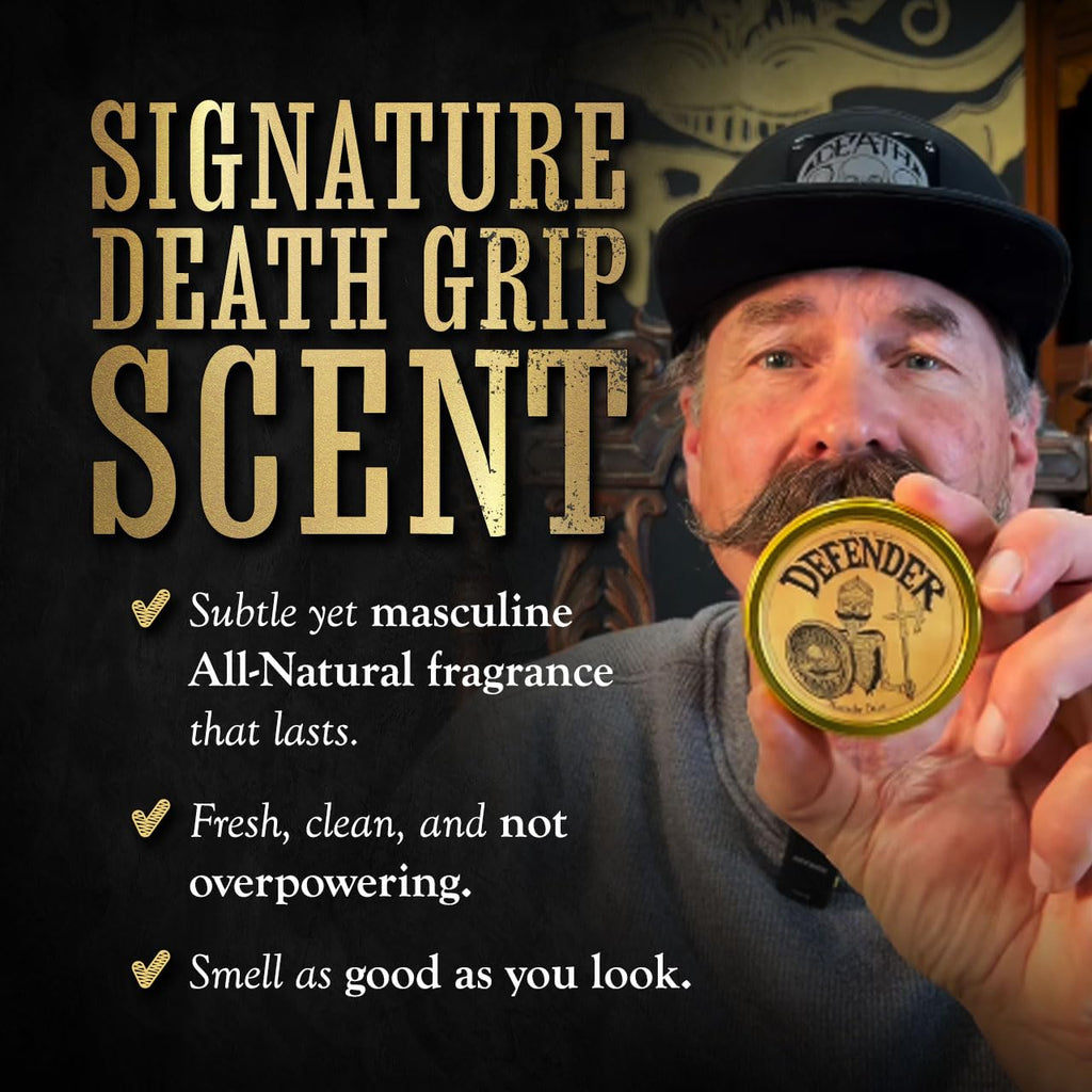 THE VINTAGE GROOMING CO. Defender Mustache Balm and Defender Mustache Guard Set | 2oz Mustache Balm & Mustache Drinking Protector
