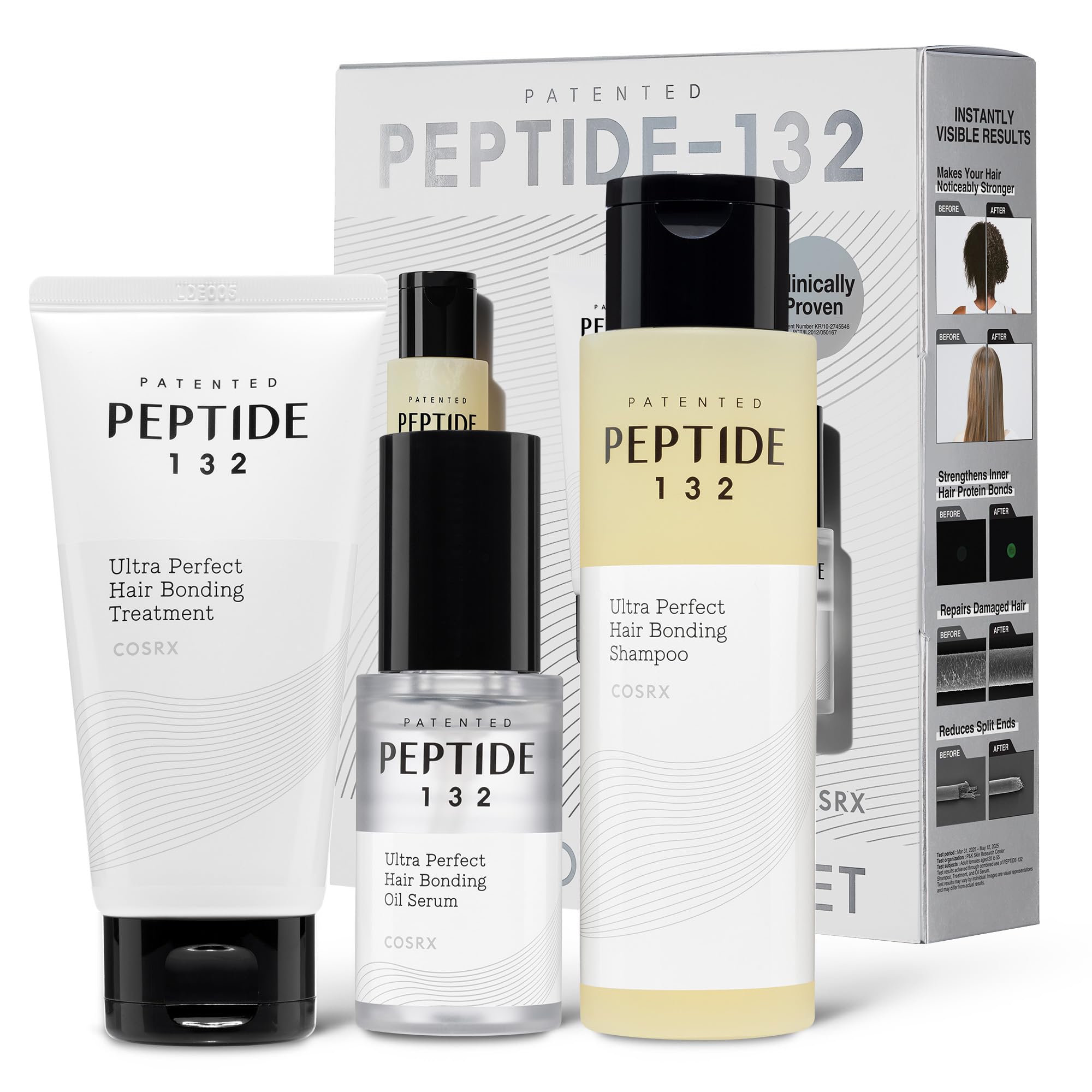 COSRX PEPTIDE 132 Hair Care Kit - Shampoo, Treatment & Oil Serum, Bond Repair Hair Gift Set for Damaged, Dry Hair, Scalp Treatment for Dandruff, Dry & Itchy Scalp, Travel Essential