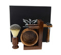 Safety Razor Shaving Kit, Double Edge Razor Blades,Hair shaving Brush wood Handle, Wood Shaving Bowl And Shaving Stand Kit, Wet Shave Grooming Set for Men Best shaving set Gift For Gentleman