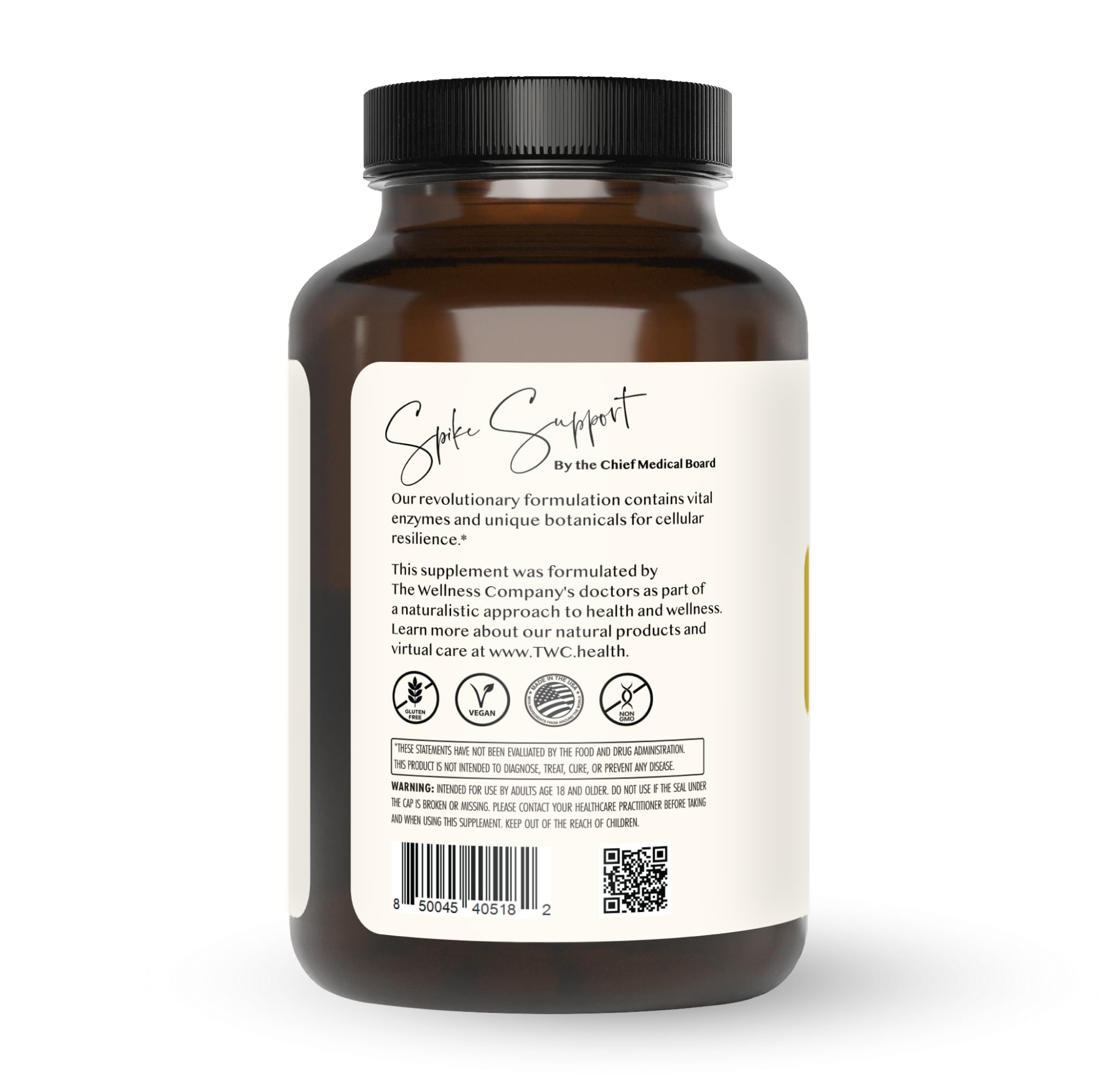 The Wellness Company Spike Support - Detox, Immune Health, Blood Flow, Anti-Clotting - Nattokinase, Dandelion Root, & Black Sativa | 120ct (2 Month Supply)