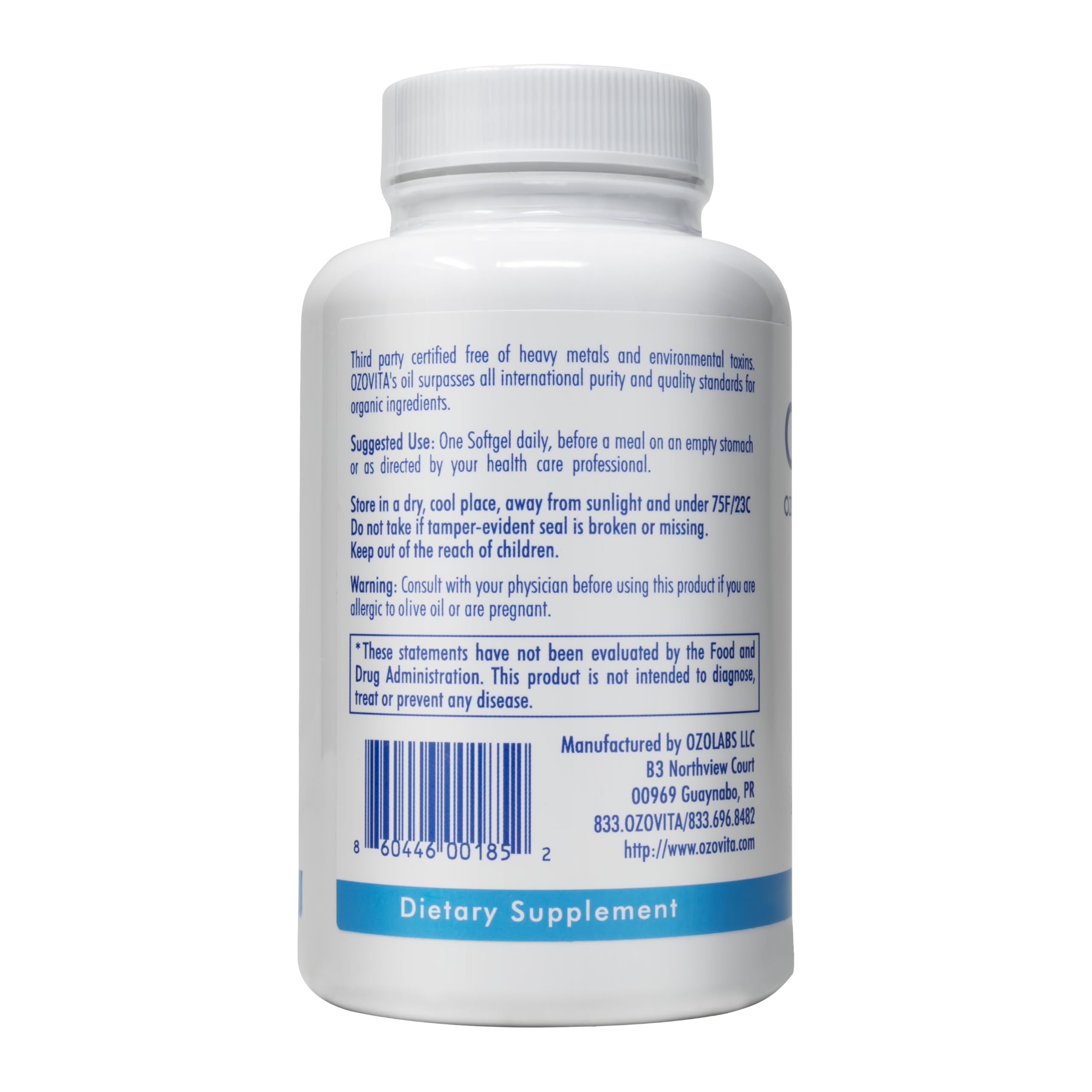 OZOVITA Ozonated Olive Oil Capsules 1000mg – Gut Health & Digestive Support – 60 USDA Organic Softgels, 2-Month Supply – Cold-Process Extra Virgin Olive Oil (EVOO), Non-GMO