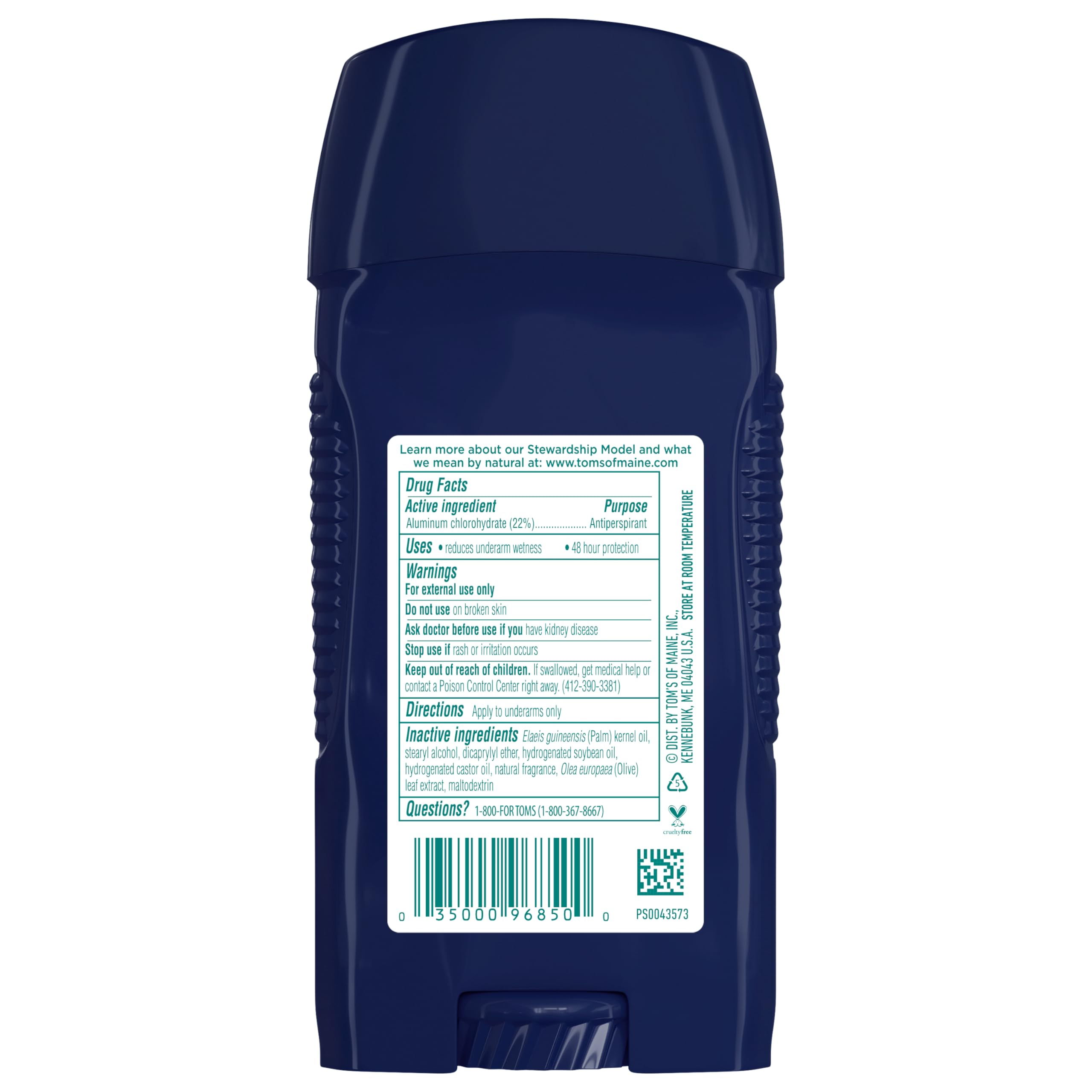 Tom's of Maine Antiperspirant Deodorant for Men, Mountain Spring, 2.8 oz. 3-Pack