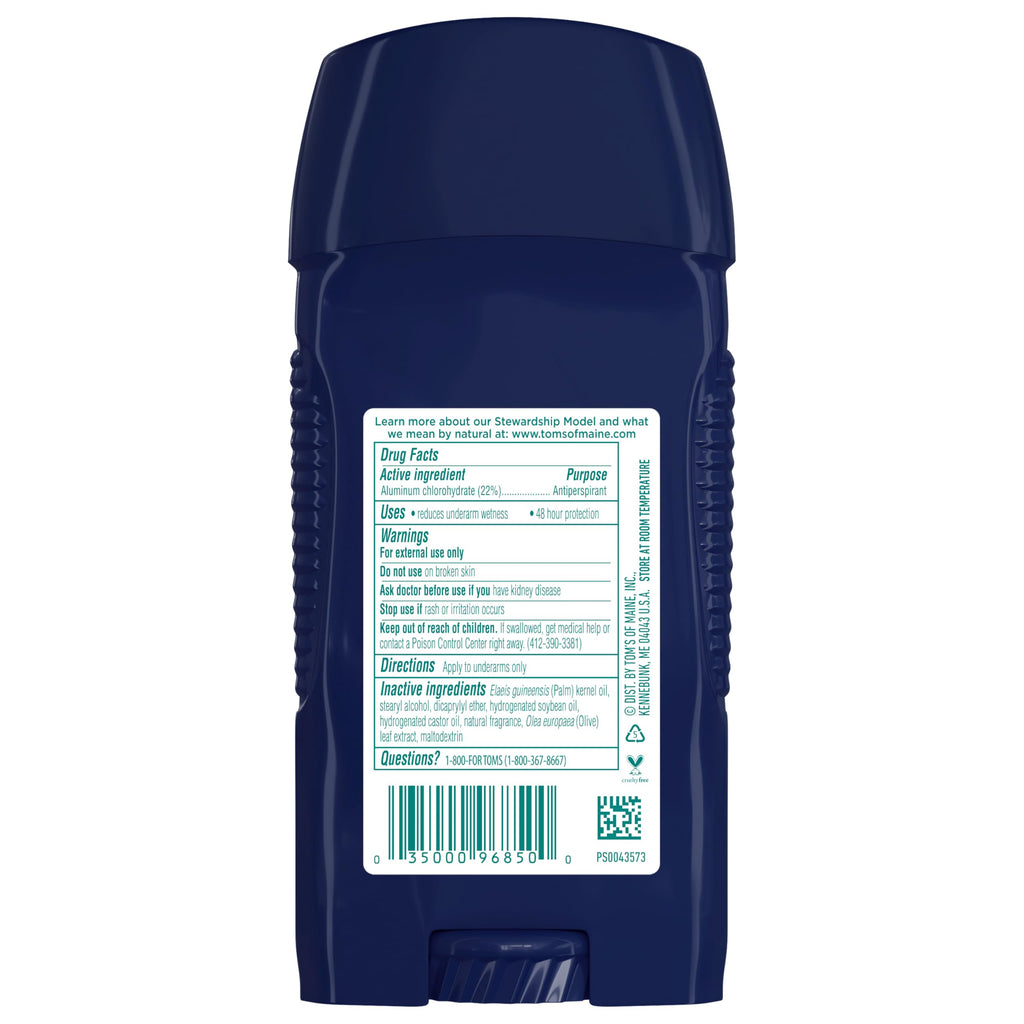 Tom's of Maine Antiperspirant Deodorant for Men, Mountain Spring, 2.8 oz. 3-Pack