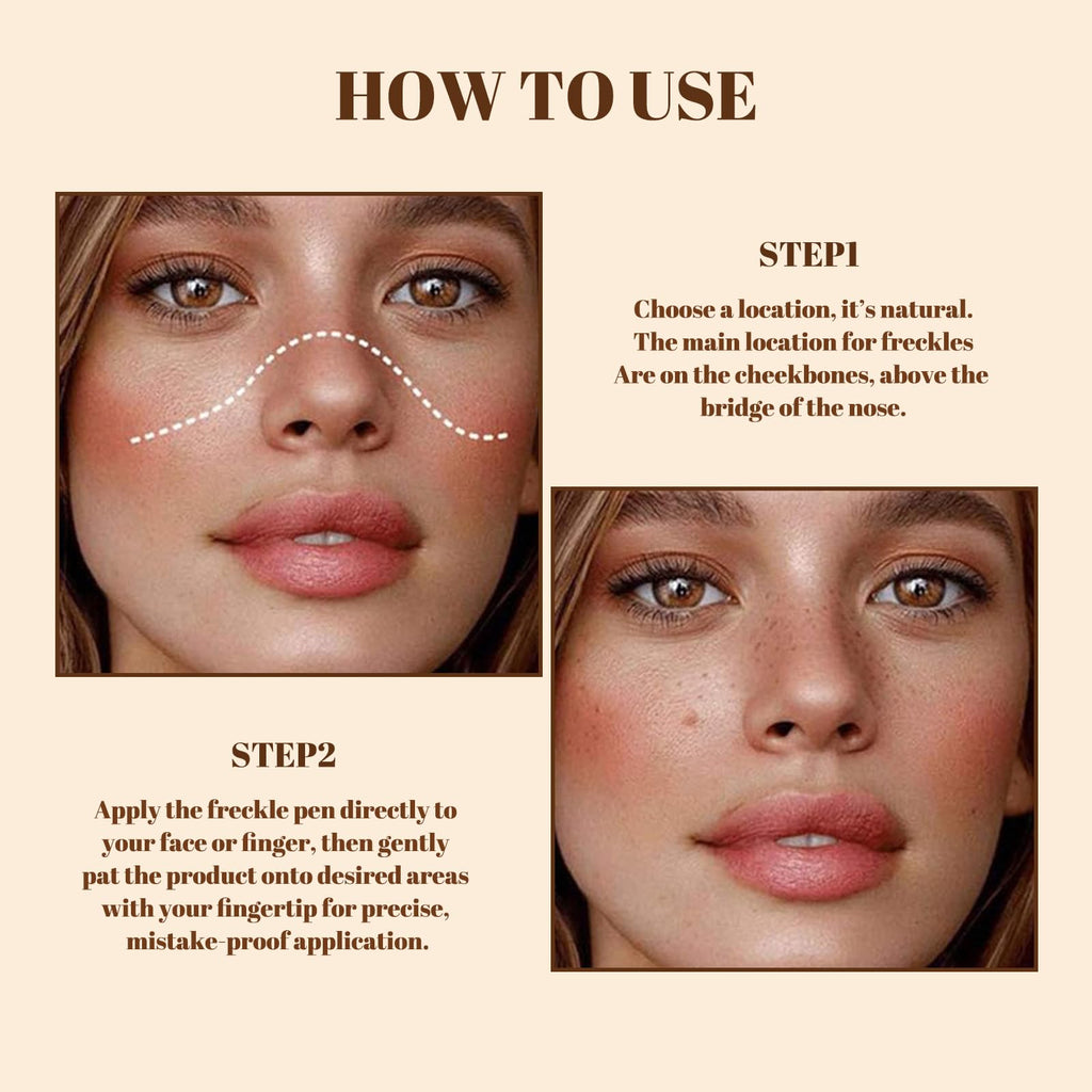 Felt Tip Freckle Pen – Waterproof, Long-Lasting Faux Freckles for a Natural Look – Quick-Dry, Skin-Friendly Freckle Stamp (#Dark Brown)