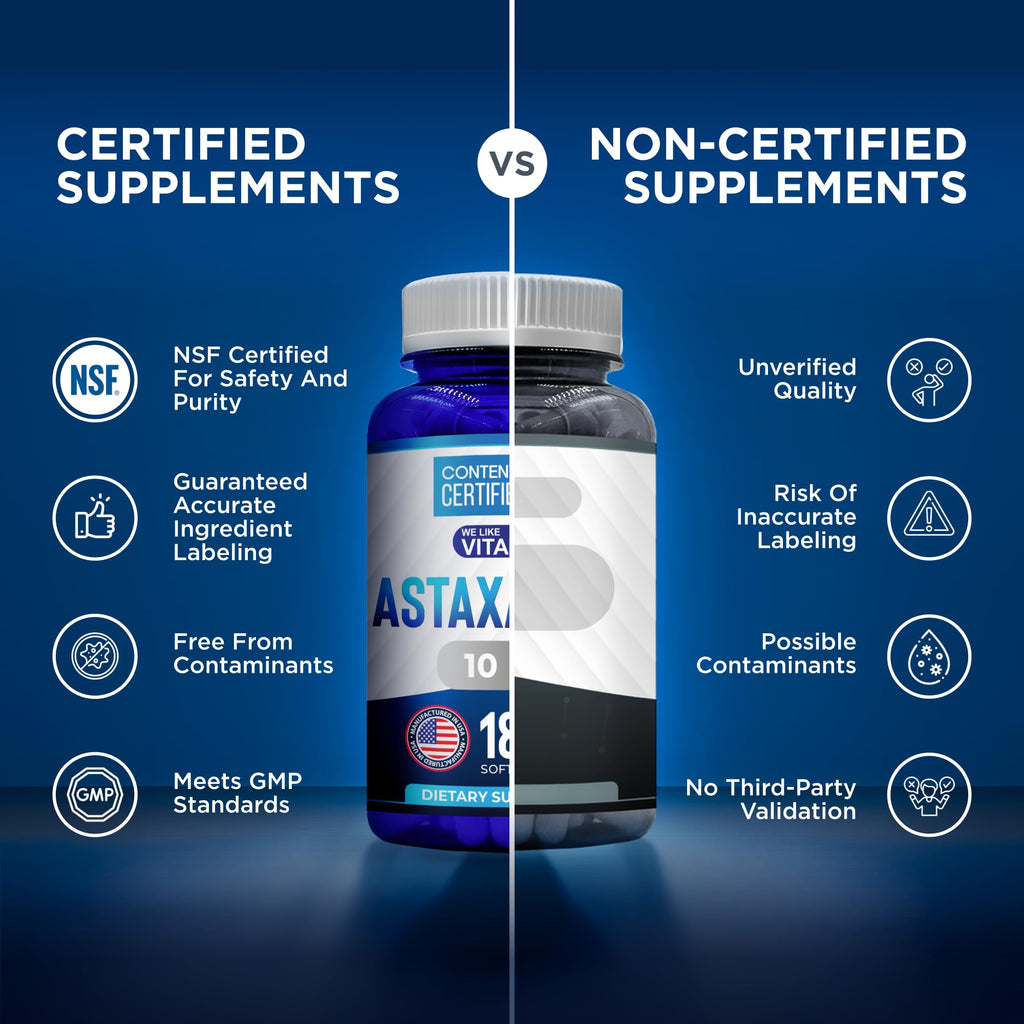 We Like Vitamins Astaxanthin 10mg Softgel - Highly Potent Astaxanthin Supplements from Haematococcus Pluvialis - Improves Eye, Joint, Skin Health & Energy Levels - 180 Servings, 6 Month Supply