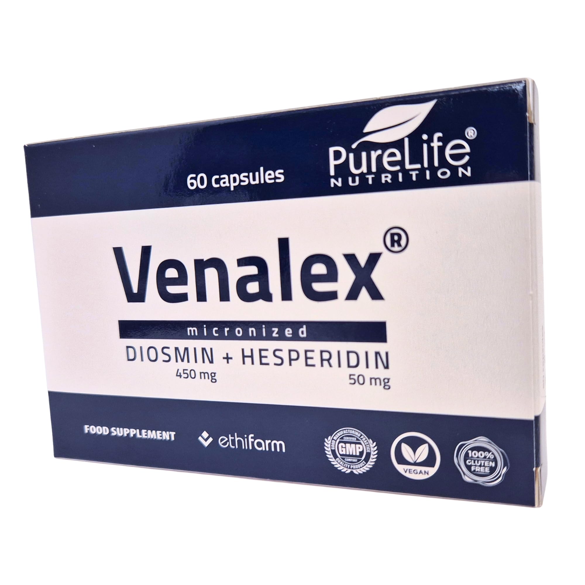Venalex Circulation & Vein Support Supplement– MPFF Micronized Diosmin 450mg + Hesperidin 50mg (9:1) – Supports Blood Flow, Leg Comfort & Vascular Health – 60 Capsules – Vegan, Gluten Free