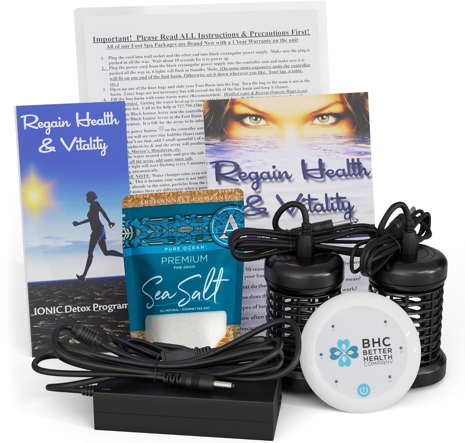 Ionic Foot Bath Detox Machine - Foot Spa Bath for Home Use - Free Regain Health & Vitality Booklet & Brochure (03 Refill Kit No Basin for Home)