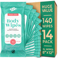 Body Wipes - (14 Pack) - 140 XL Bath Wipes for Adults No Rinse, Adult Wipe for Elderly - Body & Face Gentle Skin Cleansing, Shower Wipe Bathing for Travel, Elderly, Car, Gym, Camping (8x12 Inch)