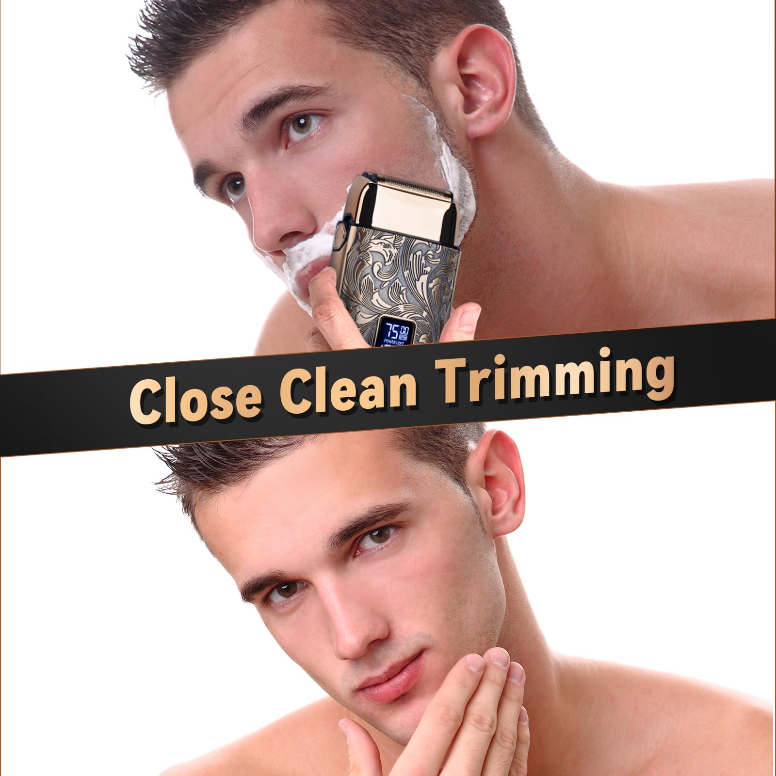 Ufree Close Shave Electric Foil Shavers for Men, 3-Speed Electric Razor, Bald Head Shavers, Face Shaving Beard Trimmer with LCD Display, Gifts for Men