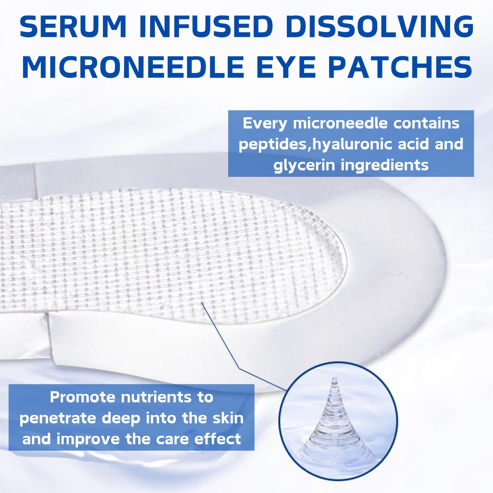Pack of 6 Micro Needle Patches,Nano Microneedle Patch for Under Eye,Anti Wrinkle Eye Patches with Hyaluronic Acid & Glycerin, Eye Care Dissolving Microneedle Eyes Patches for Dark Circles & Puffy Eyes