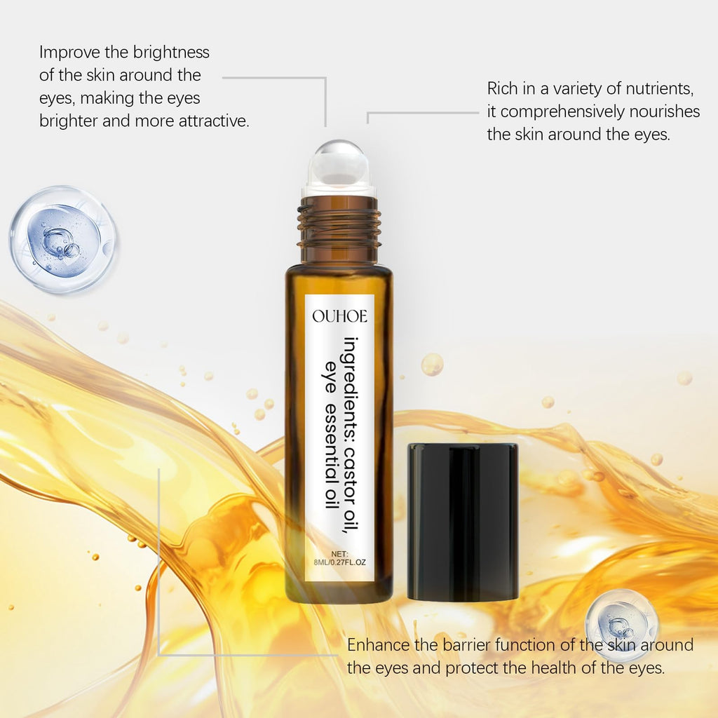 8ML Rollerball Castor Oil,Eye Cream,Castor Oil and Frankincense Eye Roller,Under Eye Cream,Castor Oil Hydrating Eye Cream,Eye Brightening Cream,Anti Aging Eye Cream,Firming Eye Cream,Eye Gel