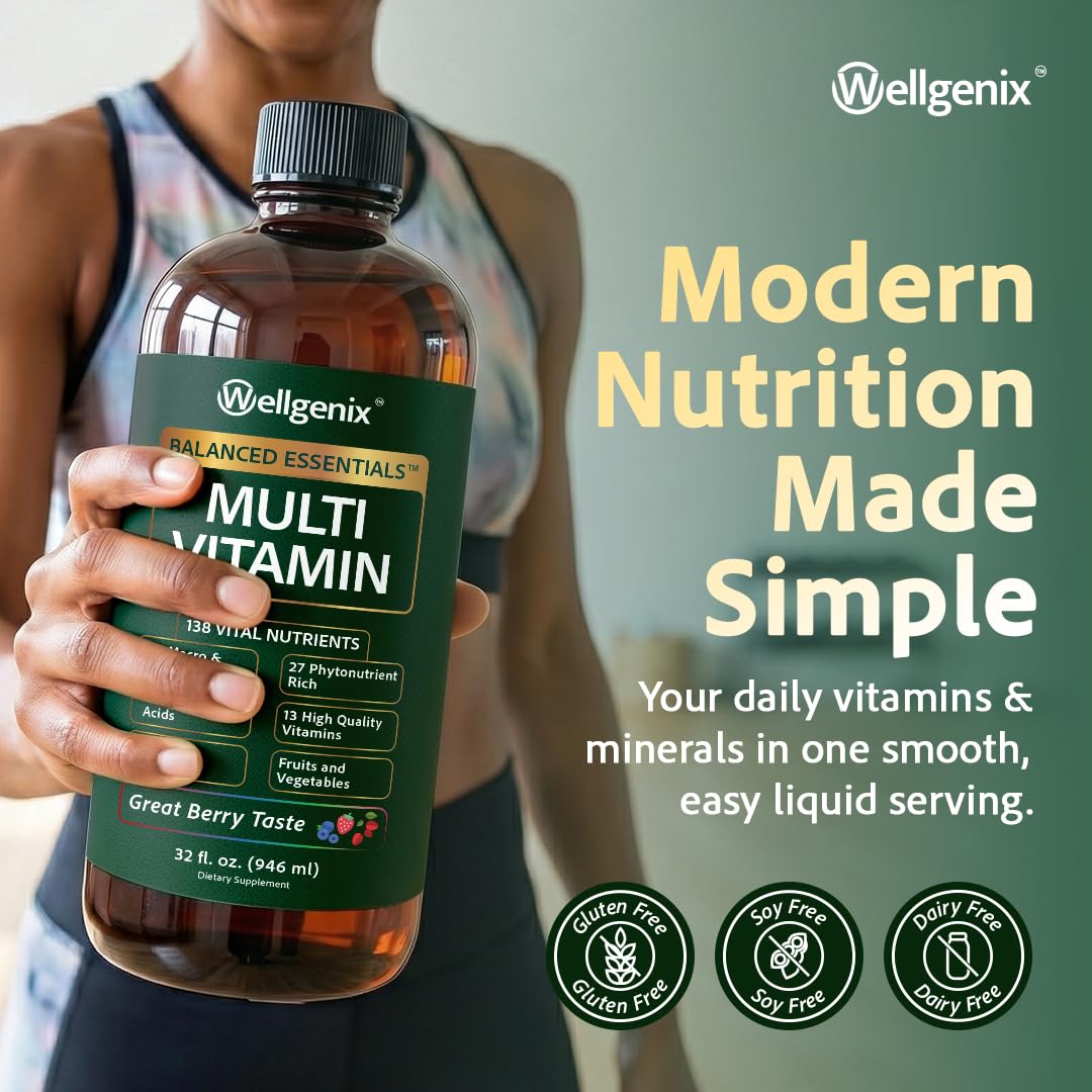 Wellgenix Balanced Essentials Liquid Multivitamin & Minerals, 32 Fl Oz