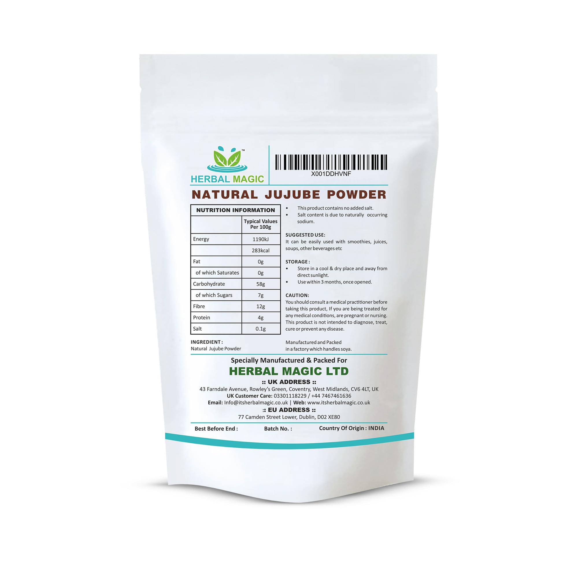 Herbal Magic's’s Pure & Natural Jujube Powder - Indian Ber/Date For Smoothies,Juice - Free From Fillers & preservatives