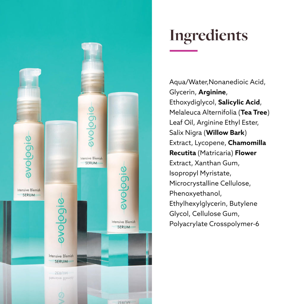 Evologie Intensive Blemish Serum for Face – Gentle Hydrating Acne Serum with Salicylic Acid & Hyaluronic Acid, Helps Reduce Breakouts & Post-Acne Marks, Safe for Sensitive Skin, 0.5 oz