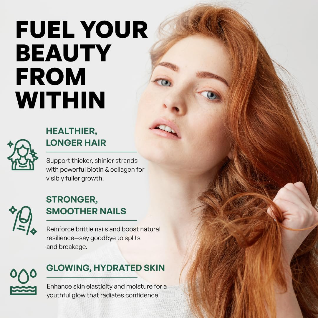 heyremi Advanced Biotin + Collagen Gummies – Supports Hair Growth, Skin Elasticity and Nail Strength – Natural Berry Flavor – Non-GMO, Gluten-Free, 60 Rapid Release Gummies