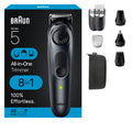 Braun All-in-One Style Kit Series 5 5480, 8-in-1 Trimmer for Men with Beard Trimmer, Body Trimmer for Manscaping, Hair Clippers & More, Ultra-Sharp Blade, 40 Length Settings, Waterproof