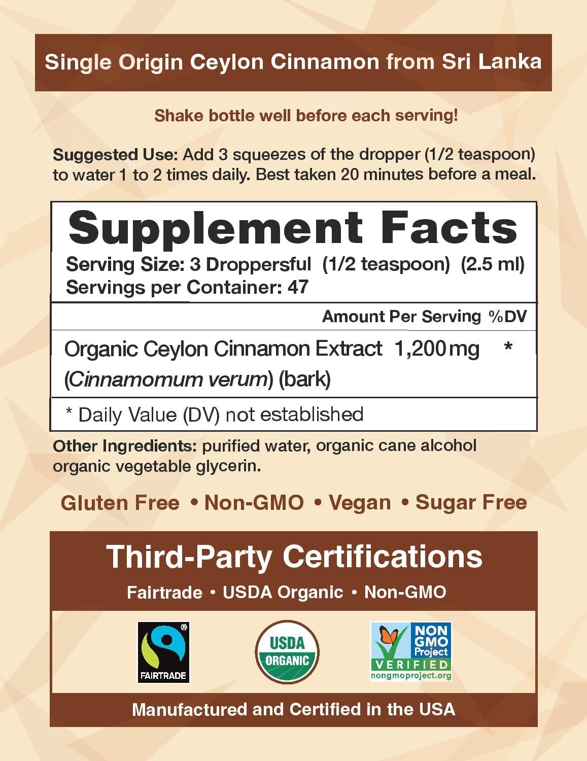 CinnaGold™ Organic Ceylon Cinnamon Liquid Extract Supplement - 4 oz