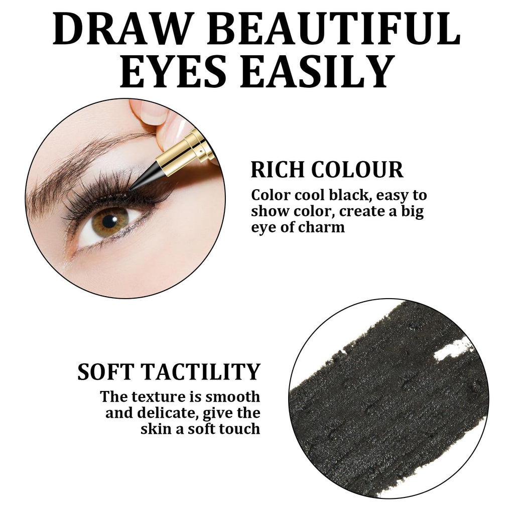 Ayky Black Eyeliner Cream, 2 Pieces Smudge Proof Gel Eyeliner, Waterproof for Daily or Party Makeup