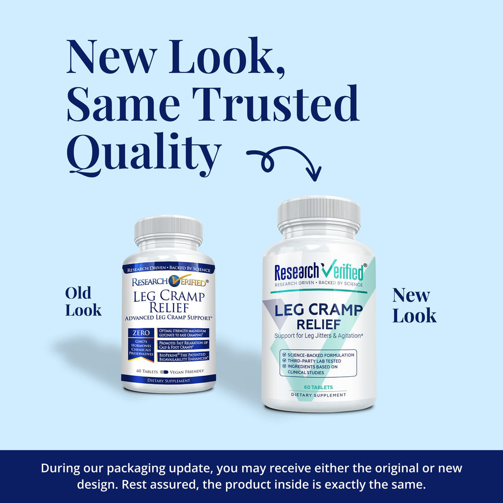 Research Verified Leg Cramps - Magnesium, B Vitamins, Ginger, Chamomile, BioPerine - Circulation Support - Vegan - 180 Capsules, 3 Month Supply