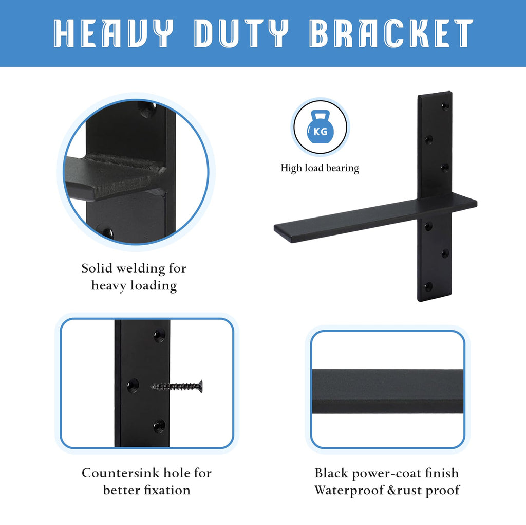 Floating Shelf Bracket 3/8" Thick Heavy Duty Shelf Brackets 3 Pack Free Hanging Countertop Support Bracket 18" Lx2.5 W Floating Wall Brackets for Cabinets, Granite, Dishwasher, Bench Seats Vanities