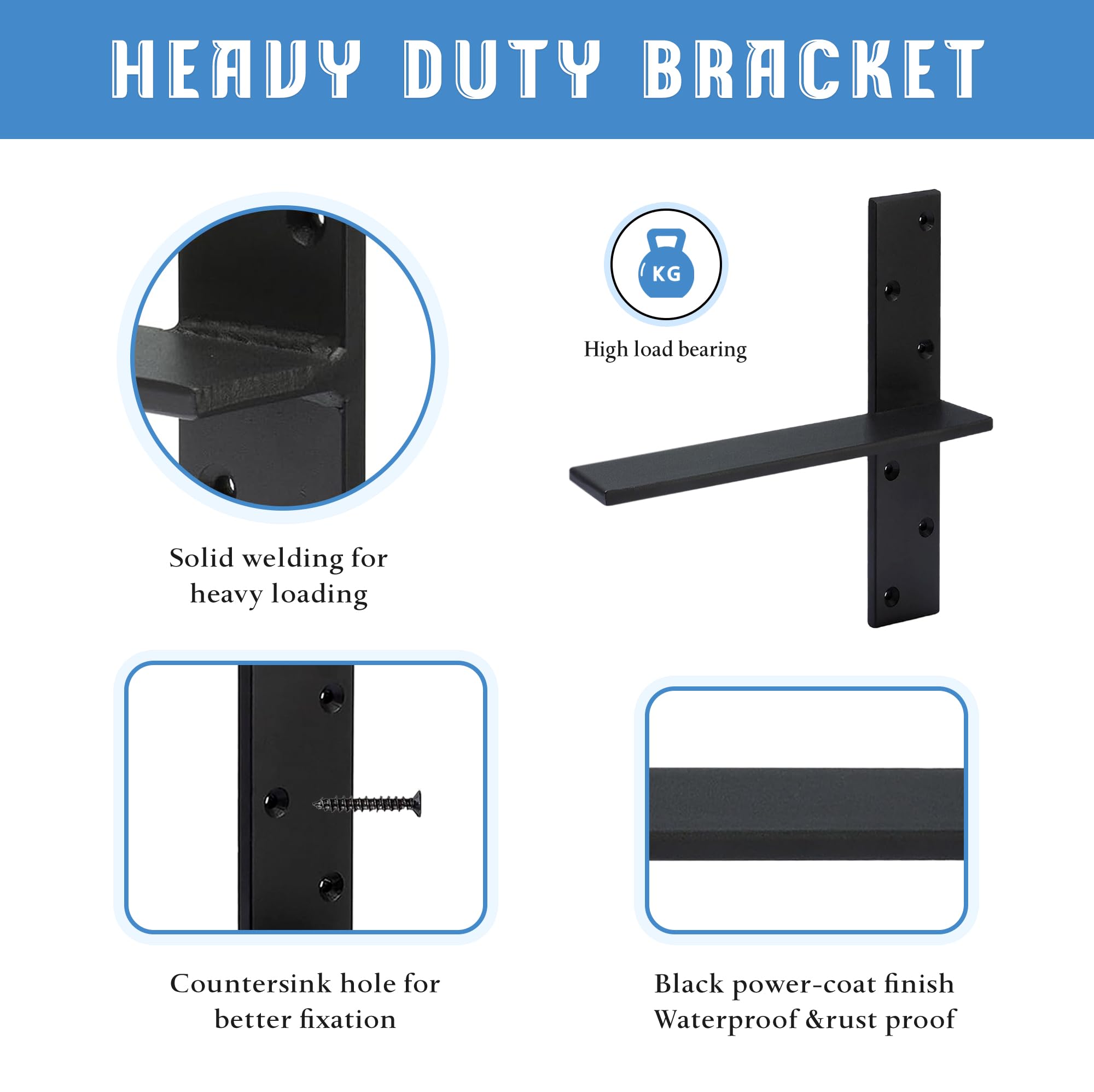 Floating Shelf Bracket 3/8" Thick Heavy Duty Shelf Brackets 3 Pack Free Hanging Countertop Support Bracket 18" Lx2.5 W Floating Wall Brackets for Cabinets, Granite, Dishwasher, Bench Seats Vanities