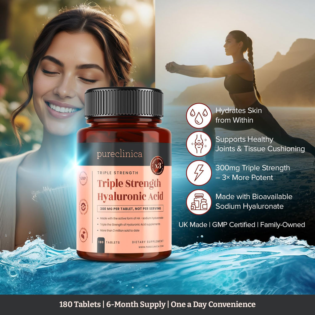 Triple Strength Hyaluronic Acid 300mg x 180 tablets (6 months supply). 300% stronger