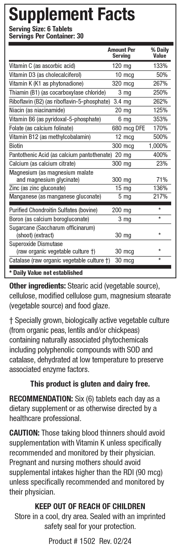 BIOTICS RESEARCH Osteo B II Optimal Bone Health Support, Healthy Aging, CaMg, Easy to Swallow Tablet, Purified Chondroitin Sulfates, 180 Tablets