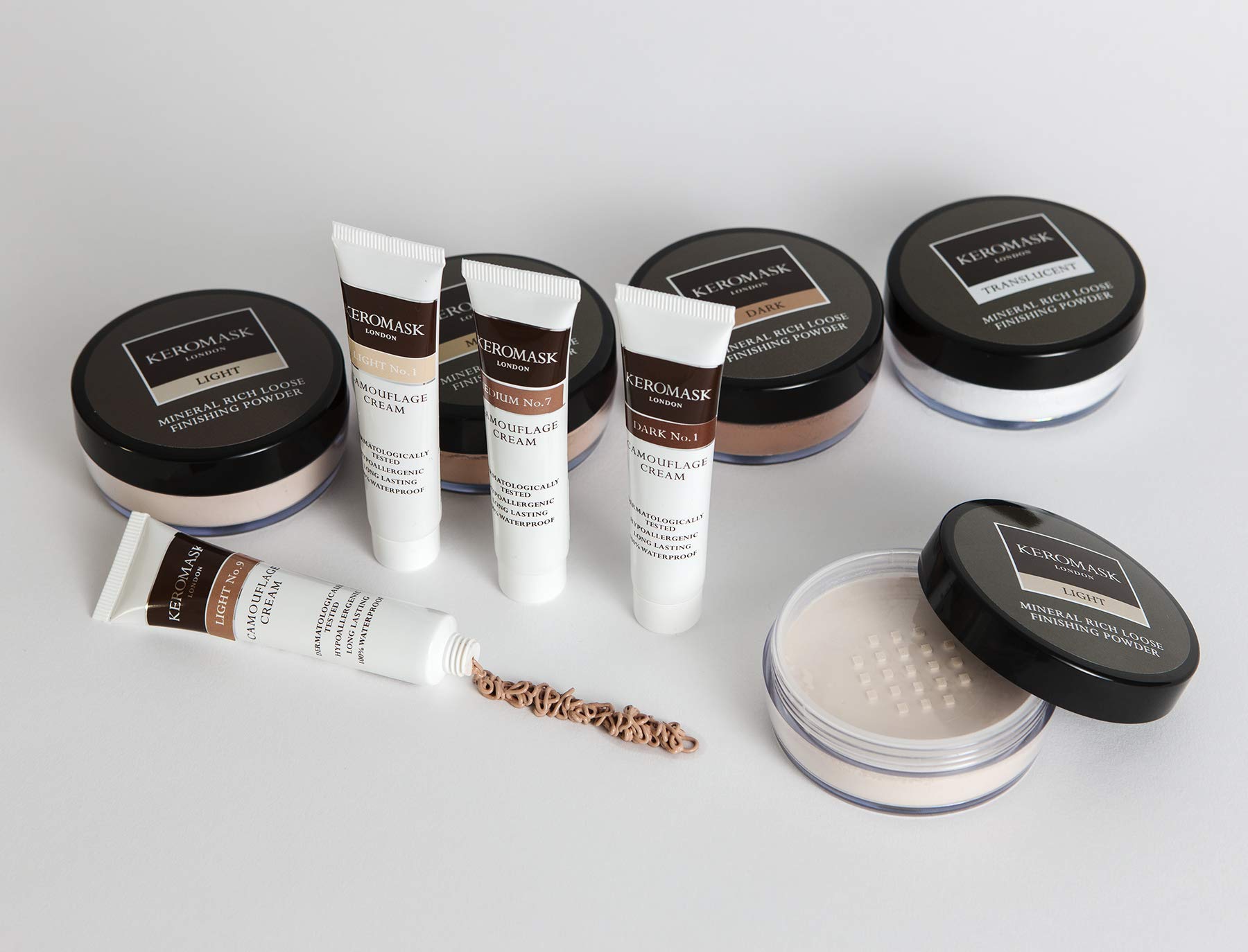 Keromask Full Coverage Concealer | LIGHT No 1 |Camouflage Makeup | Waterproof Concealer | Hypoallergenic | Vitiligo, Tattoo, Rosacea, Tattoo Cover | 24 Shades | 15ml