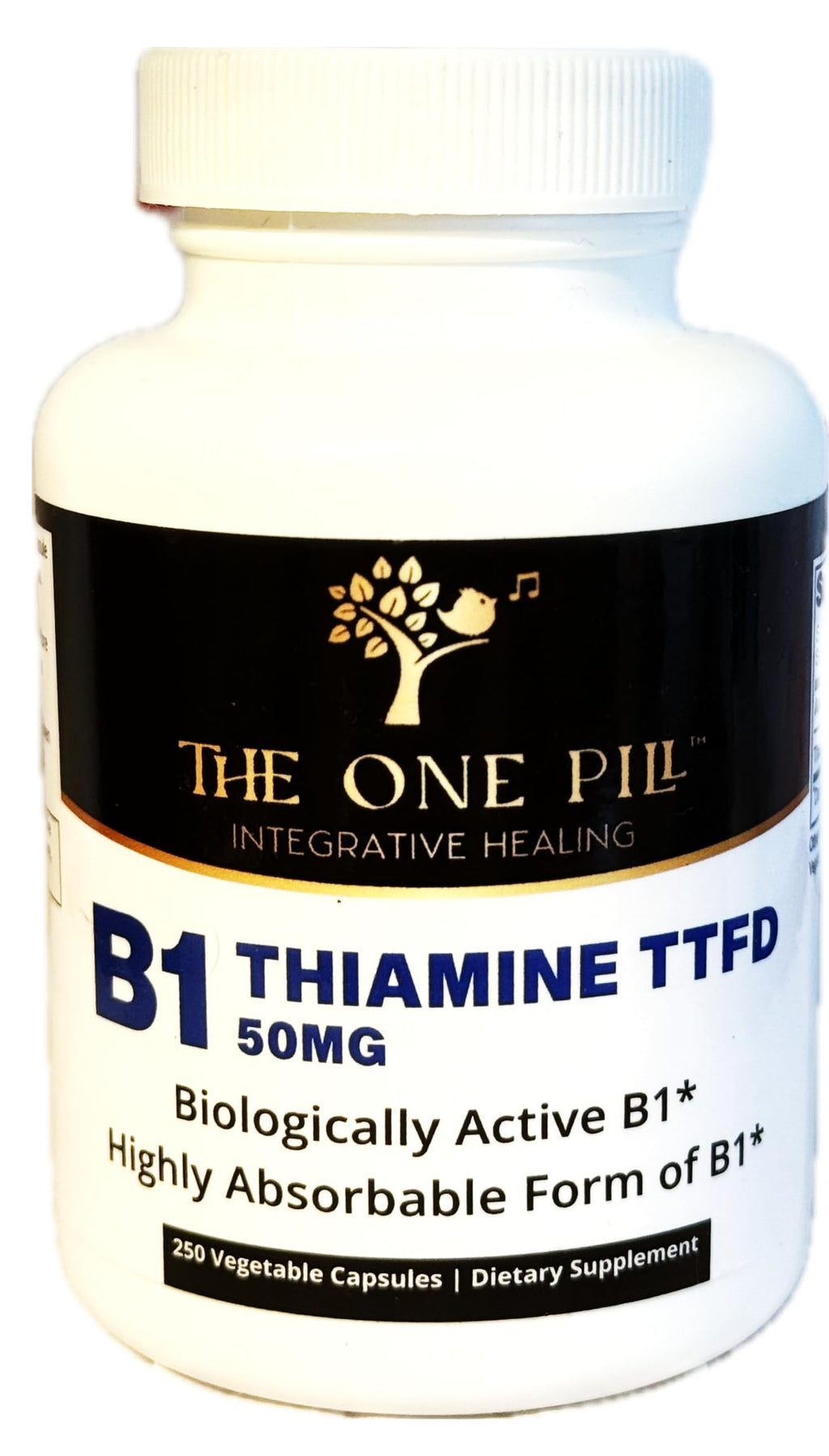 The One Pill Integrative Healing Vitamine B1 Thiamine TTFD, Thiamine Tetrahydrofurfuryl Disulfide, 50mg-250Capsules,Vegan,Non GMO,No Artificial fillers or Stearate additives.