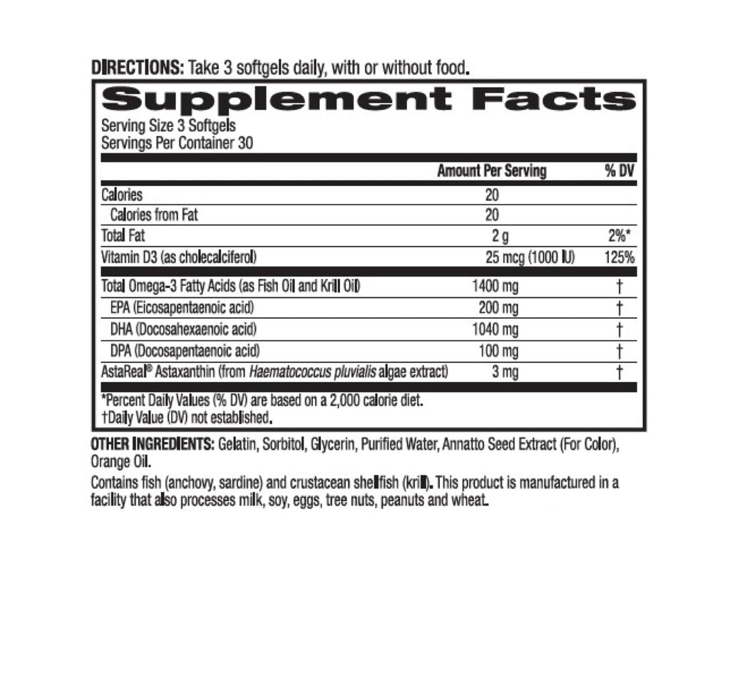 BioTrust OmegaKrill EPA & DHA Omega 3 Supplement, Fish and Krill Oil to Provide Support for Joint, Heart, Brain, Eye and Skin (30 Servings)