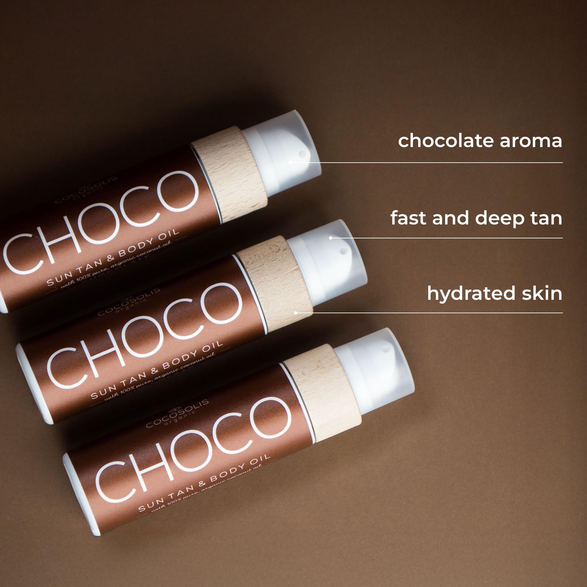 COCOSOLIS CHOCO Suntan & Body Oil XL - Organic Tanning Oil - Deep Chocolate Tan - Tanning Lotion Accelerator for Indoor and Outdoor Tanning Beds (6.76)
