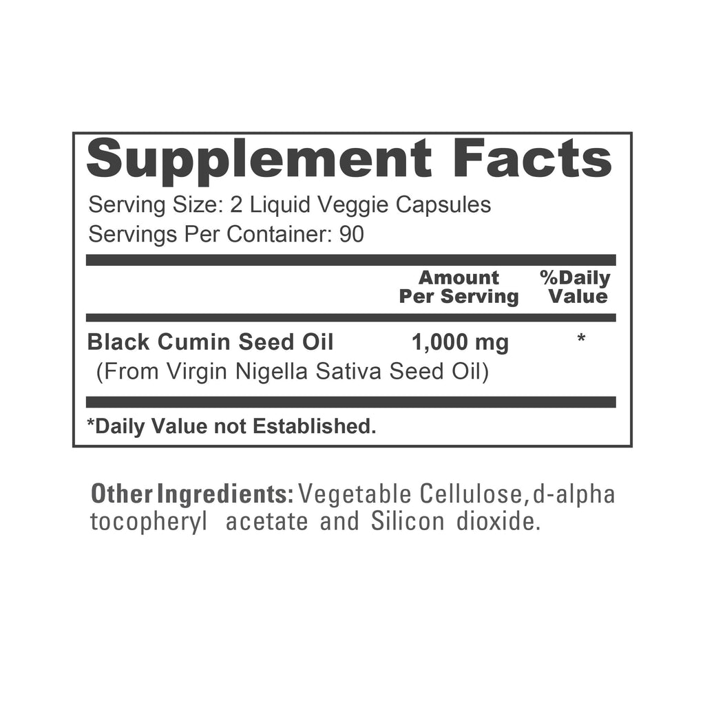 NusaPure Black Seed Oil 1,000 mg per Serving 180 Softgel Capsules (Non-GMO, Vegetarian & Vegan) Cold-Pressed Virgin Nigella Sativa. Hexane Free
