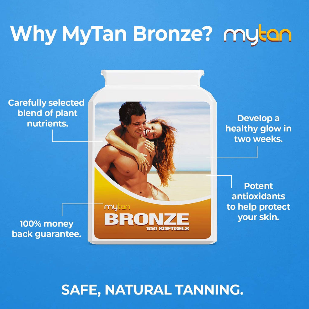 MyTan Bronze Tanning Pills Twin Pack | Sun Tan Supplement | Astaxanthin Lutein Lycopene | 14-Week Season Supply