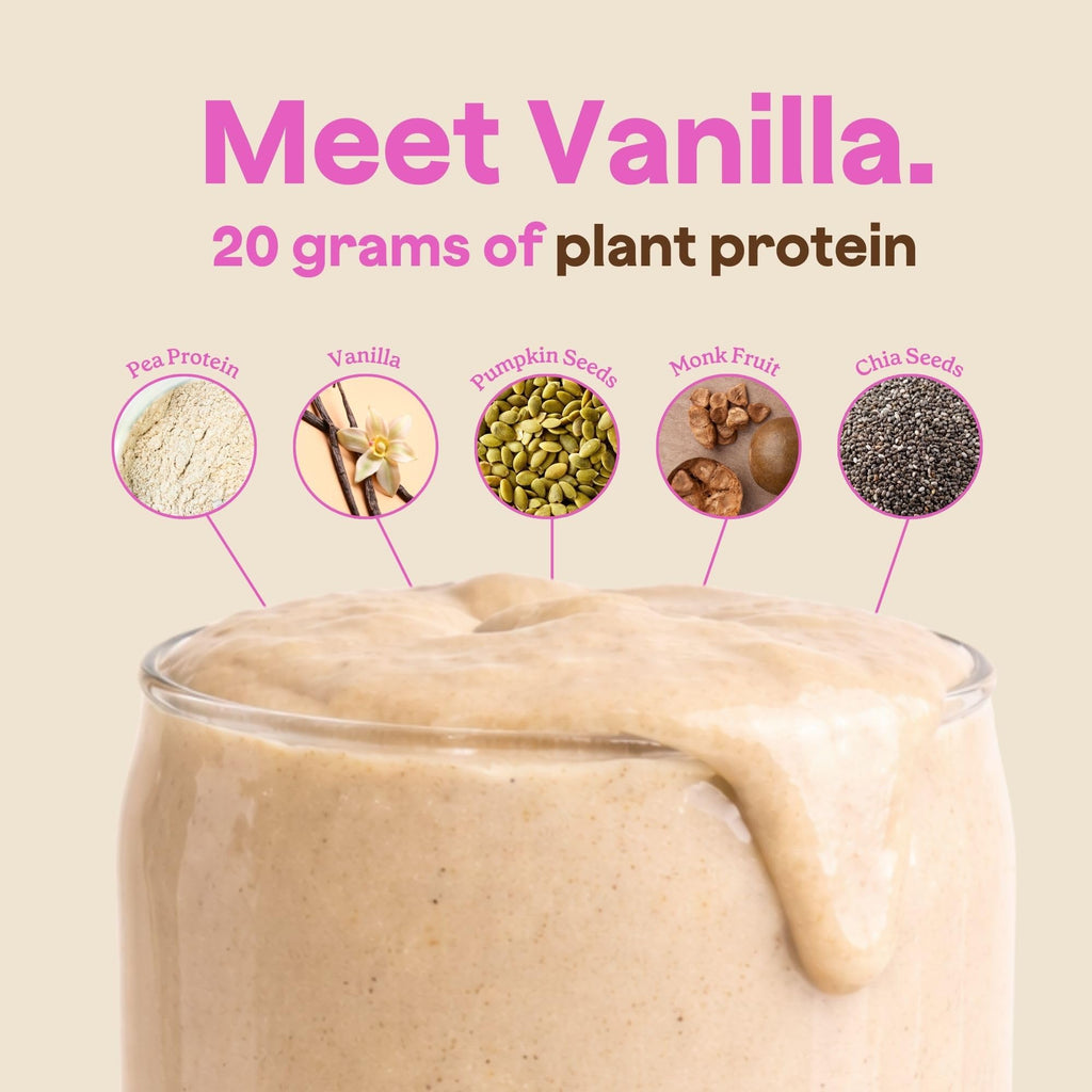 The Bomb Co. Bomb Plant Protein, Protein Powder with 20g Protein, Amino Acids, Zero Sugar, Pea Protein, Chia Seeds, Pumpkin Seeds, Vanilla & Monk Fruit, Gluten Free, Vanilla Flavor, 20 Srvgs