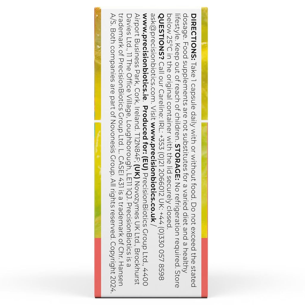 PrecisionBiotics Daily Immune Support - Daily Gut Health Probiotics Supplement - L.CASEI 431 Bacterial Culture Strains + Vitamin C - 30 Capsules