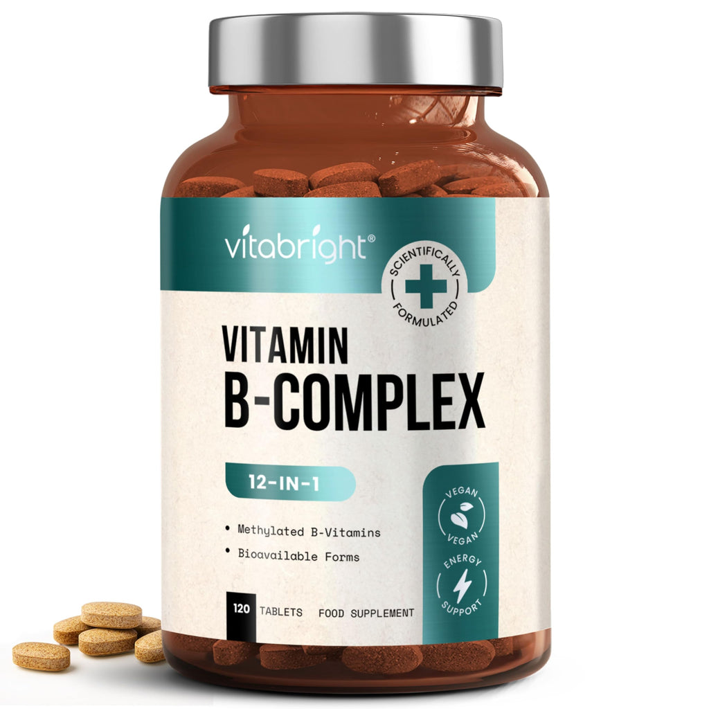 Vitamin B Complex High Strength Methylated B Vitamins | B6 Vitamins with Folate & B12 Supplements | Complete Complex with 12 Active Nutrients | Not Liquid Drops Or Spray | Vitabright