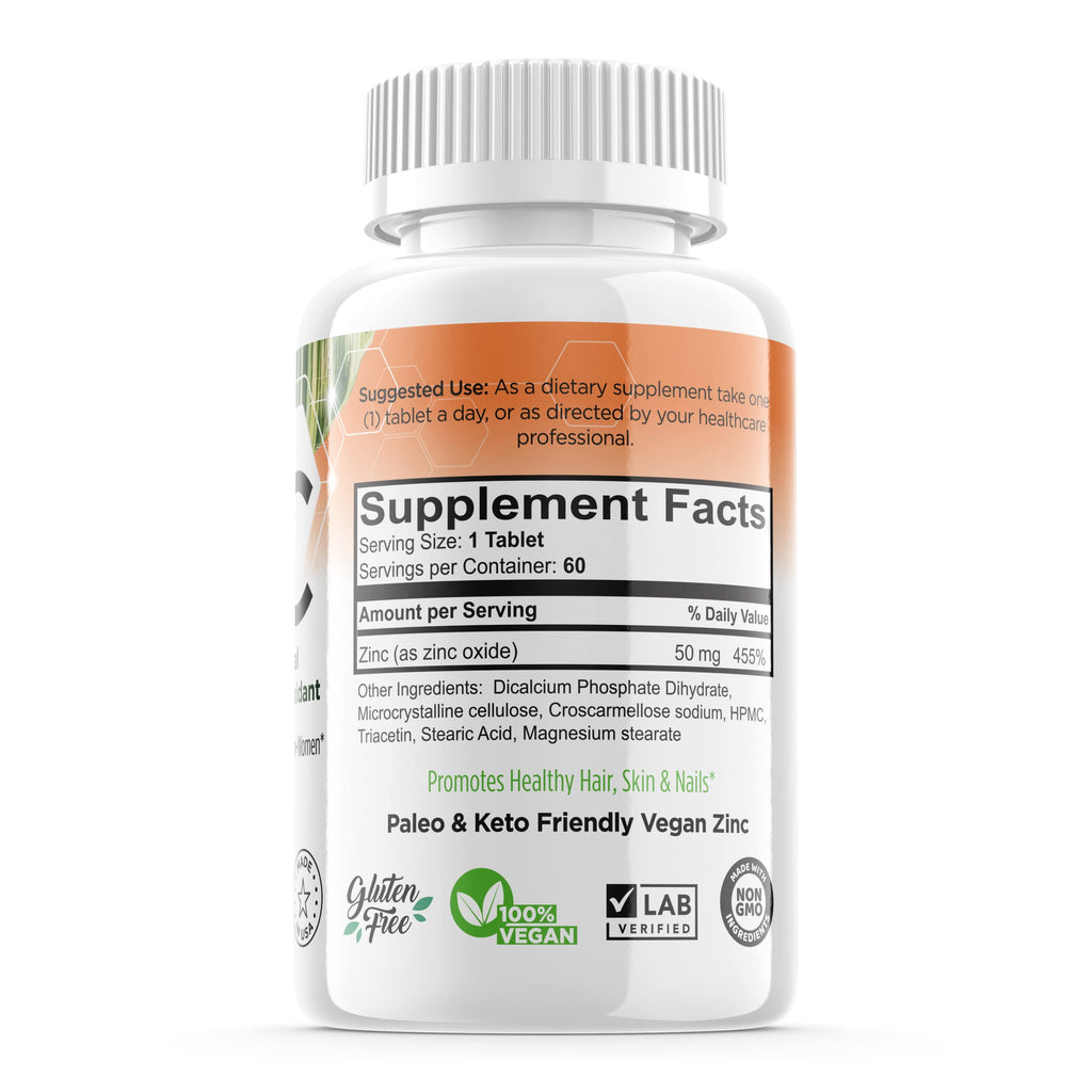 FORTE NATURALS Zinc 50mg Tablets for Sensitive Stomachs Gentle No Nausea Supplement Formula for GLP1 Users Easy-to-Tolerate Made in the USA 60 Tablets 2 Month Supply NO Tummy Trouble Supplements