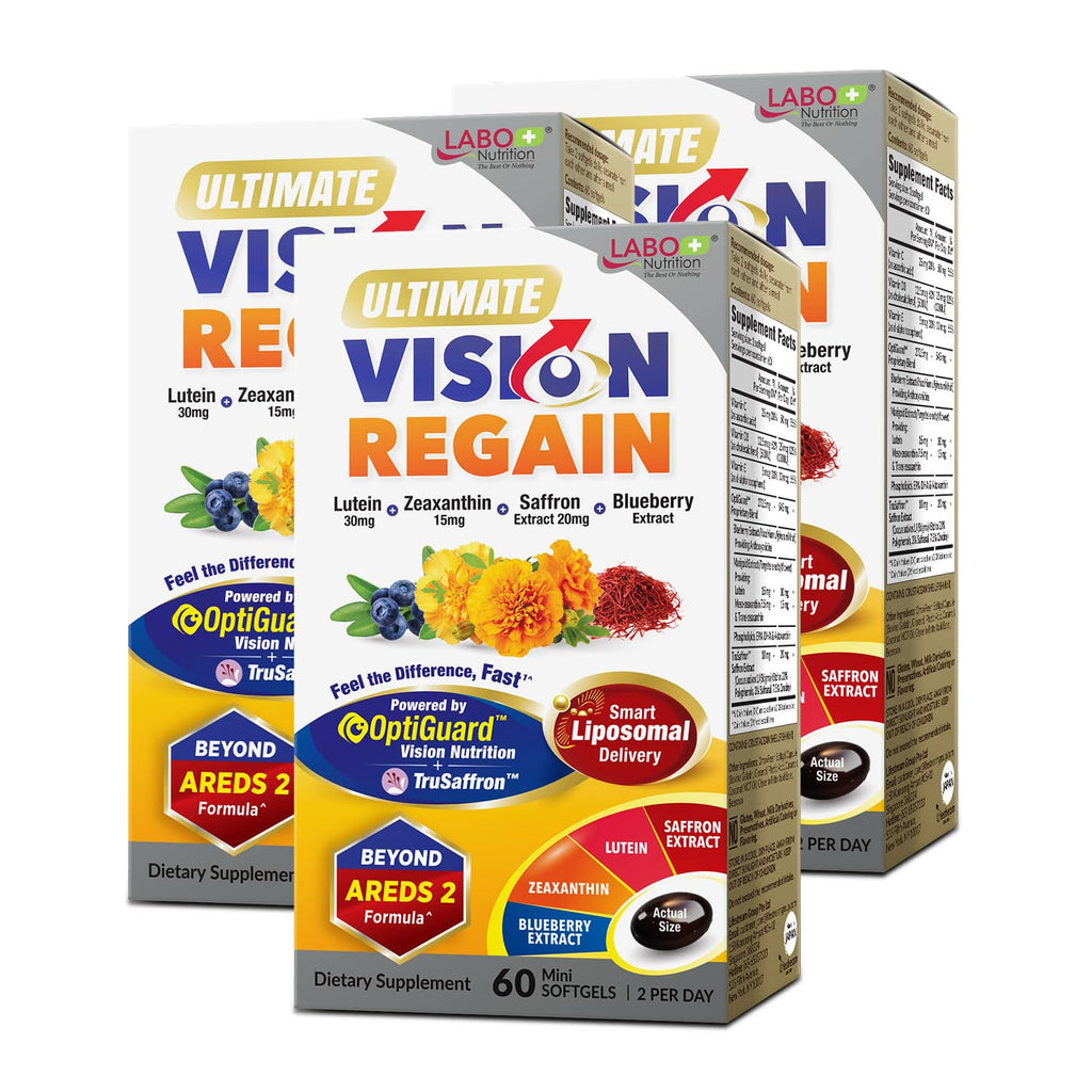 LABO Nutrition Ultimate VisionREGAIN Liposomal Eye Health Supplement with Lutein, Zeaxanthin & Saffron (3-Pack, 180 Softgels) — 90-Day Supply for Visual Comfort & Healthy Vision Support — Japan Made