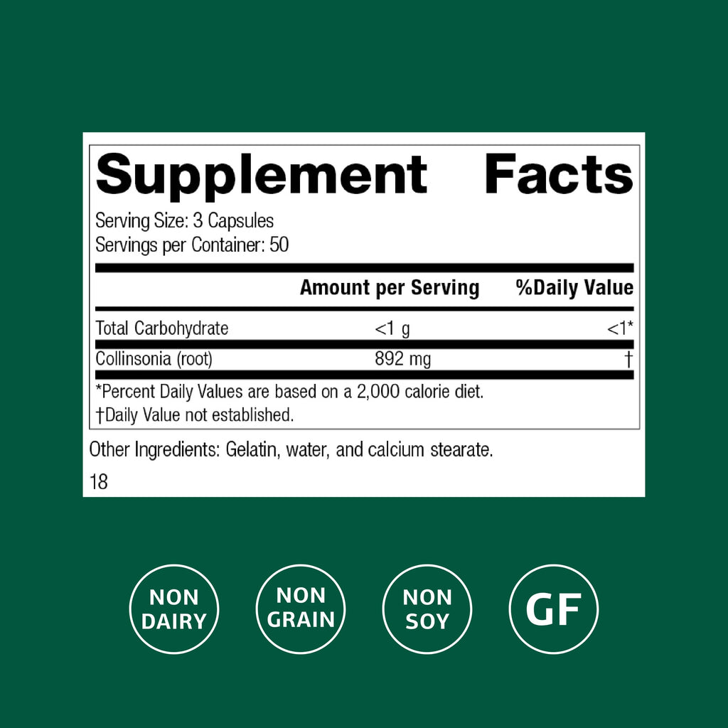 Standard Process Collinsonia Root - Healthy Vascular Tissue Support Supplement - Bladder & Kidney Health Supplement with Collinsonia Root - Supplement to Aid Digestive Health - 150 Capsules