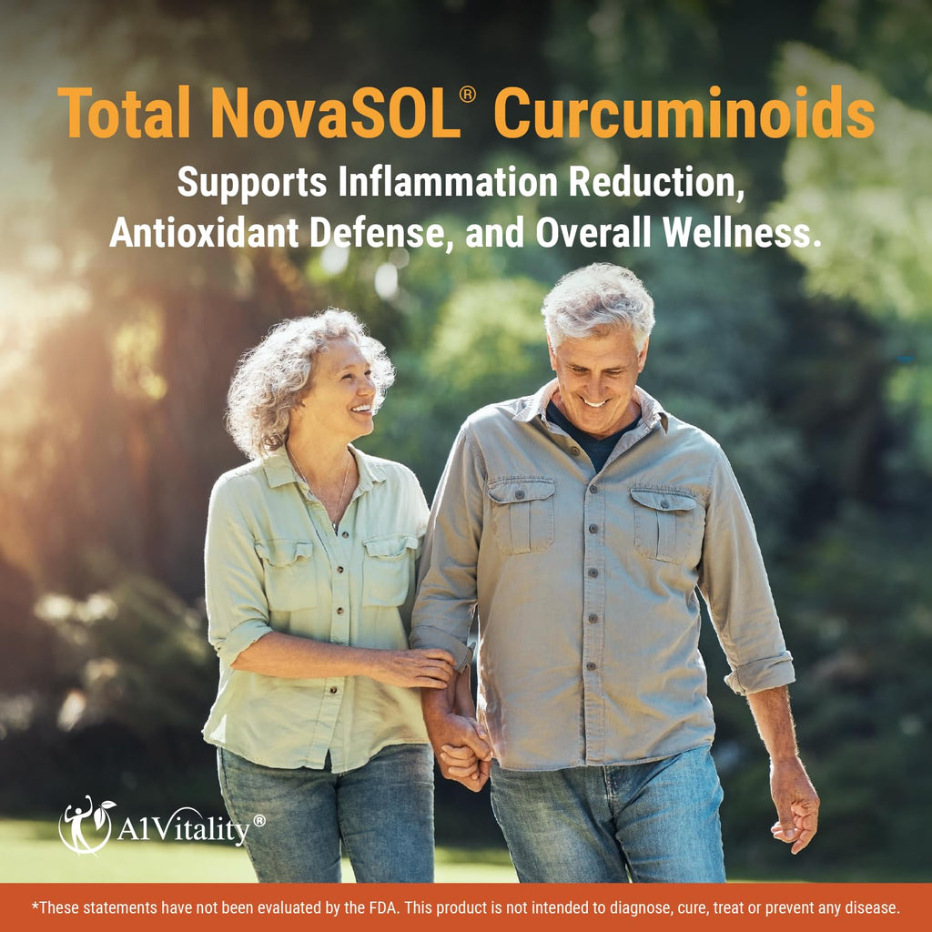 A1Vitality NovaSOL Turmeric Curcumin 1000mg – Clinically Proven 185x Higher Absorption – Promotes Joint Comfort, Mobility & Overall Wellness – Non-GMO, Doctor Formulated, 60 Softgels.