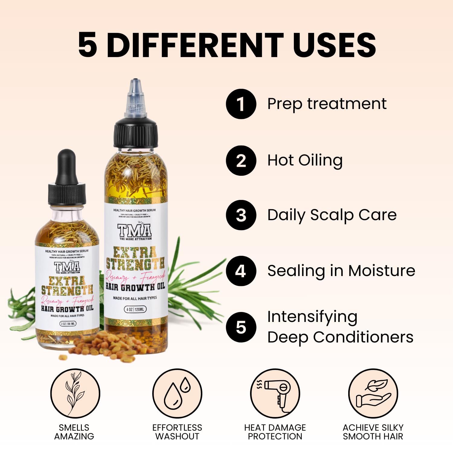 The Mane Attraction Extra-Strength Herbal Hair Growth Oil, 4 Fl Oz