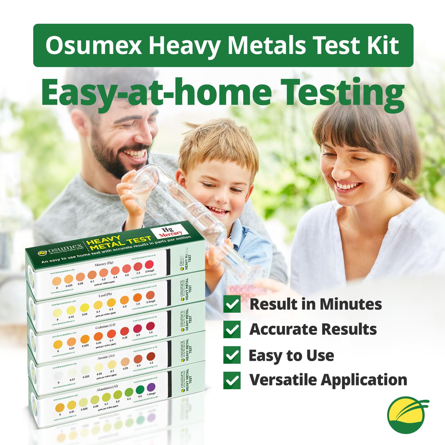 Osumex Heavy Metal Mercury Test Kit 1 Pack Heavy Metals Test - Drinking Water Test Kit, Heavy Metal Test Kit, Mercury Testing Kit, Heavy Metals Testing Kit for Urine, Water, Food, & Other Materials