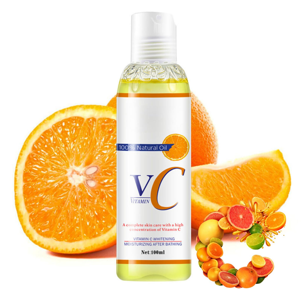 Organic Vitamin C Body Oil | Brightening & Anti-Wrinkle Moisturiser for Dry Skin, Fast Absorbing Face & Body Care with Jojoba Oil