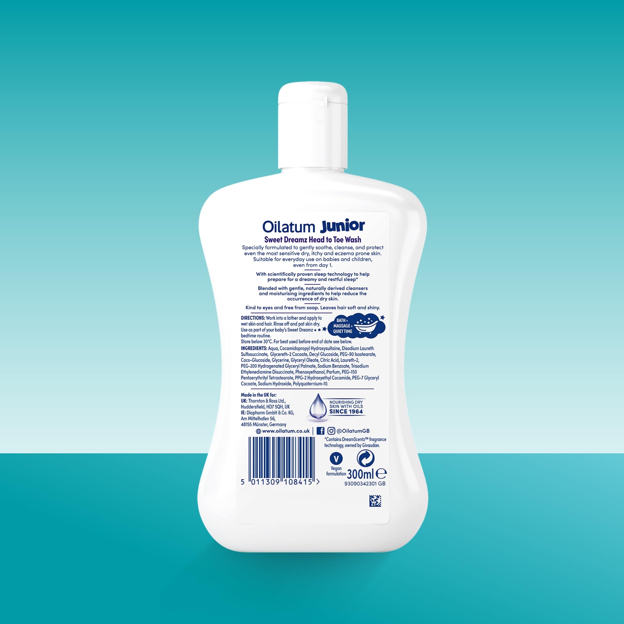 Oilatum Junior Sweet Dreamz Head to Toe Wash, For Dry, Sensitive and Eczema-Prone Skin, Soothing and Hydrating Cleanser for Kids, Dermatologist Recommended for Itchy and Irritated Skin, 1 x 300ml