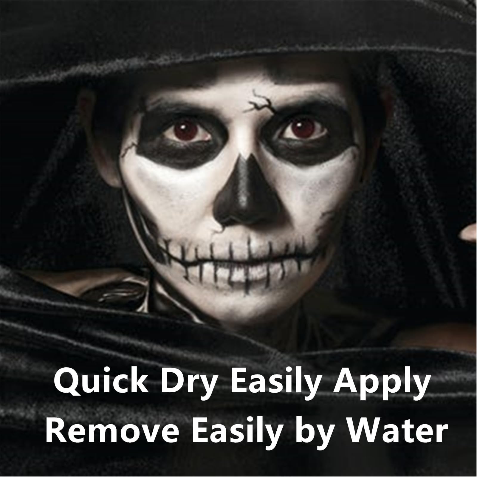 Go Ho Water Based Black Face Paint Stick Washable (1.06 Oz),Non-toxic Cream Body Paint,Full-coverage Black Face Paint Makeup Stick for Theater Halloween SFX Cosplay