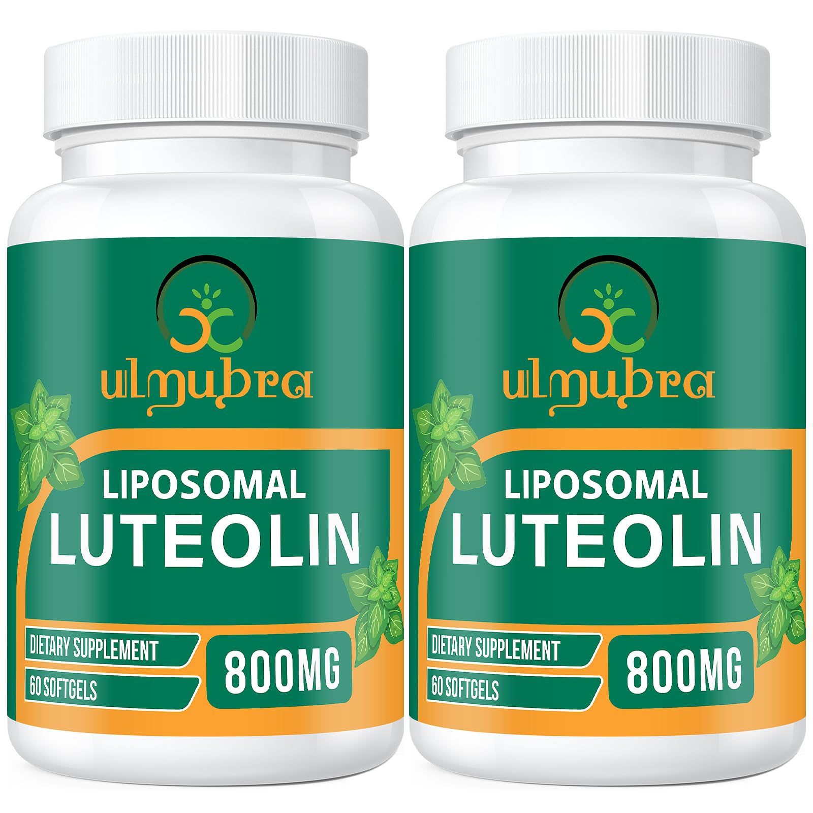 Ulmubra 800MG Liposomal Luteolin Supplement - Maximum Absorption, Premium Antioxidant Supplement for Brain & Overall Well-Being, 120 Softgels - 60-Day Supply