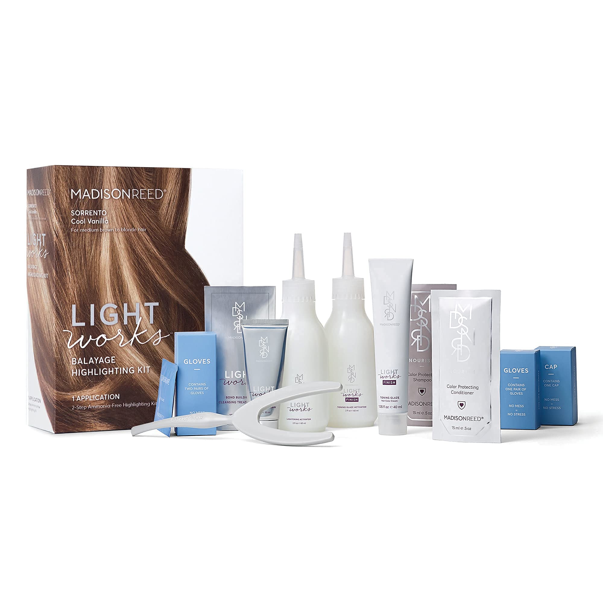 Madison Reed Light Works Balayage Highlighting Kit, Creates Natural-Looking Cool Vanilla Highlights (Sorrento - Blonde), Amonia Free, Cruelty Free, 2 Step Process That Lightens & Tones Hair