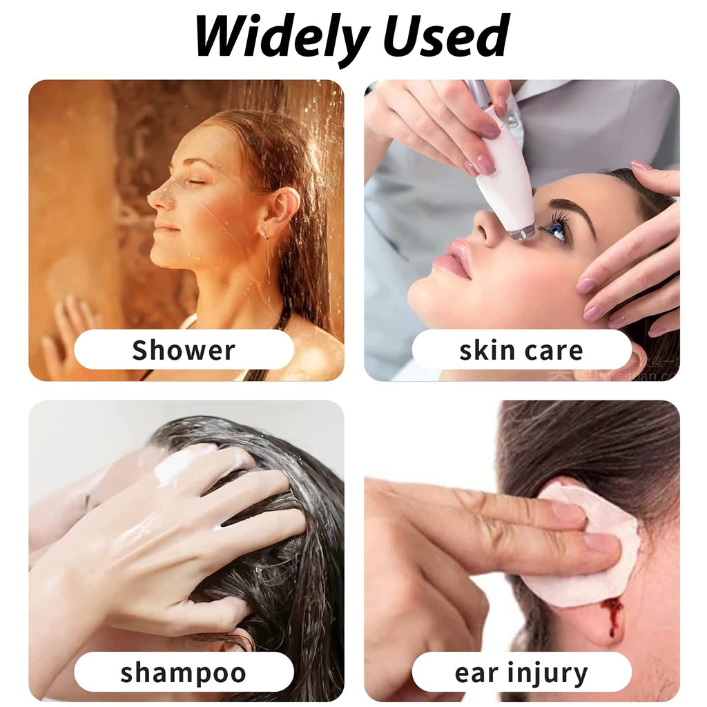 100 Pack Disposable Ear Protectors - Clear Ear Covers for Shower, Bathing, Salon