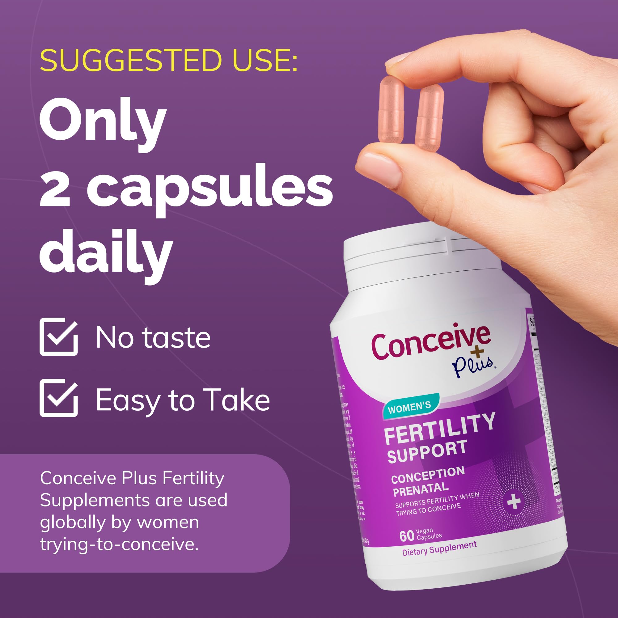 CONCEIVE PLUS Womens Fertility Support – Prenatal Multivitamin for Trying to Get Pregnant – Conception Blend, Hormonal Balance, Folate, Zinc, Thiamin, Riboflavin, Biotin – Non-GMO, Vegan – 30 Days