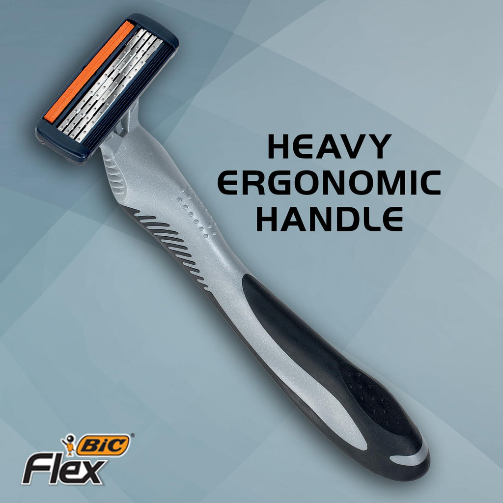 BIC Flex 4 Sensitive Titanium Men's Disposable Razors With 4 Blades with Bonus BIC Flex 5 Disposable Razor, 8 Razors Total